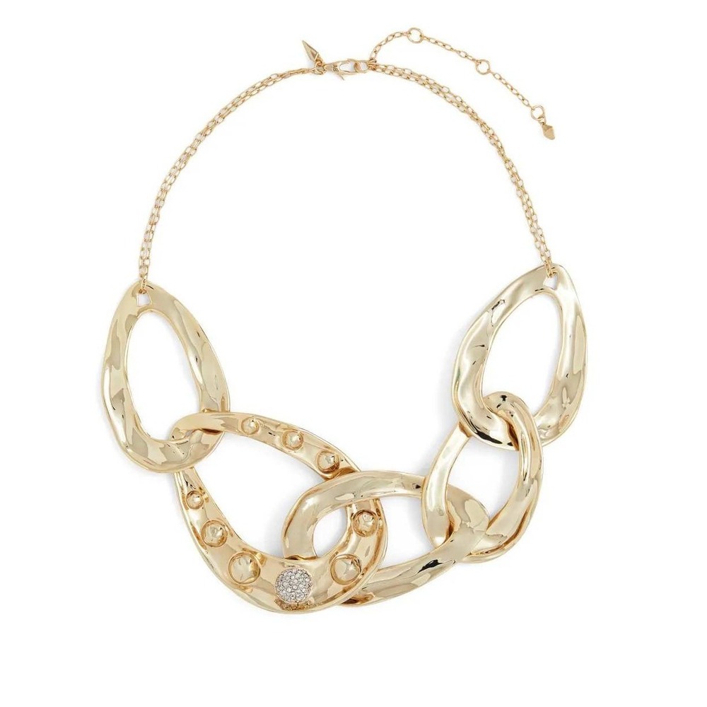 Alexis Bittar Molten Dot Gold Tone Large Link Chunky Statement Necklace EUC